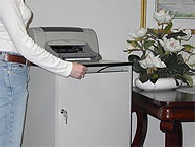 SECURITY SLOT: The safe way to dispose of your sensitive documents - simply slide them into the slot of the security container. With the security slot, the confidential information falls directly into the container - small enough to keep prying hands from retrieval. SECURITY SLOT: The safe way to dispose of your sensitive documents - simply slide them into the slot of the security container. With the security slot, the confidential information falls directly into the container - small enough to keep prying hands from retrieval.